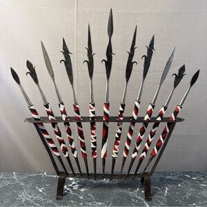Rare Vintage Rwandan Spear Head Display Set Of 11